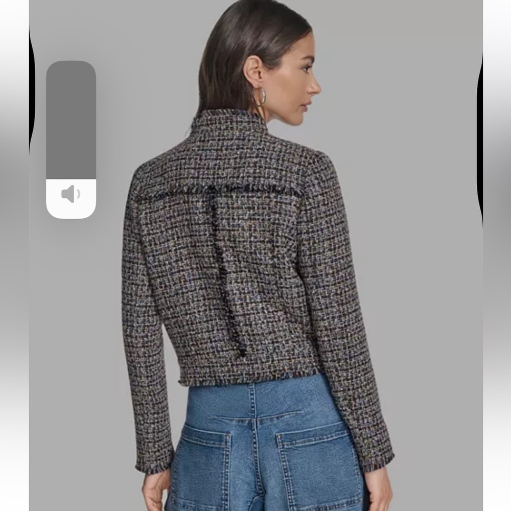 BCBG Women's Boxy Mock Neck Tweed Jacket 2025 career medium new blazer - Picture 8 of 8